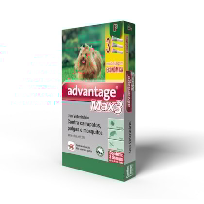 Advantage Max3 proteção spotOn contra carrapatos e pulgas  0,4ml para Cães Até 4kg