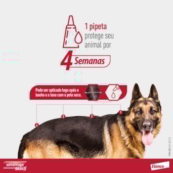 Advantage Max3 proteção SpotOn contra carrapatos e pulgas 1 ml para Cães de 4 a 10kg
