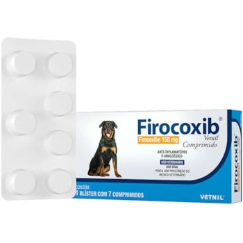 Anti-inflamatório e Analgésico Vetnil Firocoxib 150mg para Cães com 7 Comprimidos