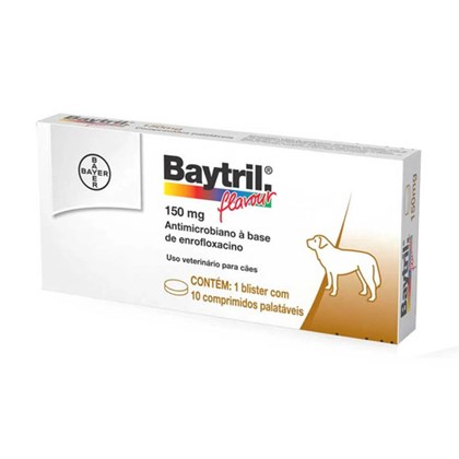 Antibiótico Bayer Baytril Flavour Enrofloxacino 150mg 10 comprimidos