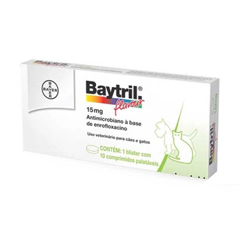 Antibiótico Bayer Baytril Flavour Enrofloxacino 15mg 10 comprimidos