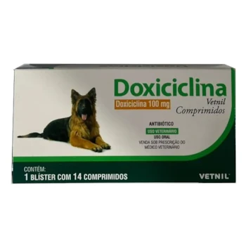 Antibiótico Vetnil Doxiciclina 100 mg para Cães com 14 Comprimidos
