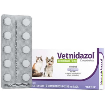 Antibiótico Vetnil Vetnidazol 75mg para Cães e Gatos