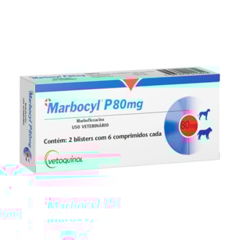 Antibiótico Vetoquinol Marbocyl P 80 mg para Cães de 35 a 50kg Antibiótico Vetoquinol Marbocyl P 80 mg para Cães de 35 a 50kg