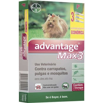 Antipulgas e Carrapatos Bayer Advantage MAX3 0,4ml para Cães Até 4kg