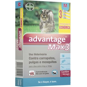 Antipulgas e Carrapatos Bayer Advantage MAX3 - 1 ml para Cães de 4 a 10kg - 01 Bisnaga