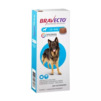 Antipulgas e Carrapatos MSD Bravecto para Cães de 20 a 40 kg - 1.000mg