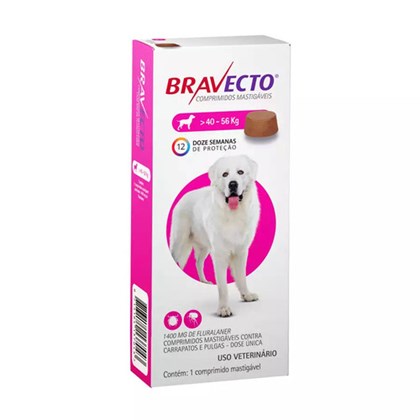 Antipulgas e Carrapatos MSD Bravecto para Cães de 40 a 56kg - 1.400mg