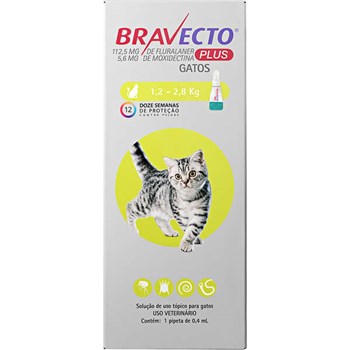 Antipulgas e Carrapatos MSD Bravecto Plus para gatos de 1,2 a 2,8 kg