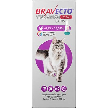 Antipulgas e Carrapatos MSD Bravecto Plus para Gatos de 6,25 a 12,5 kg