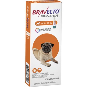 Antipulgas e Carrapatos MSD Bravecto Transdermal para Cães de 4,5 a 10kg - 250mg