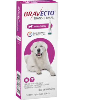 Antipulgas e Carrapatos MSD Bravecto Transdermal para Cães de 40 a 56kg - 1.400mg