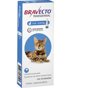 Antipulgas e Carrapatos MSD Bravecto Transdermal para Gatos de 2,8 a 6,25kg - 250mg