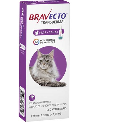 Antipulgas e Carrapatos MSD Bravecto Transdermal para Gatos de 6,25 a 12,5kg - 500mg