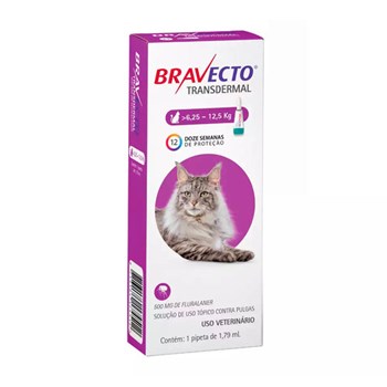 Antipulgas e Carrapatos MSD Bravecto Transdermal para Gatos de 6,25 a 12,5kg - 500mg