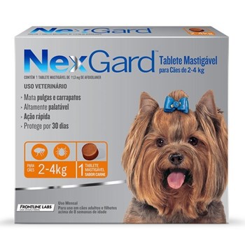 Antipulgas e Carrapatos NexGard 11,3mg para Cães 2 a 4 kg - 01 Tablete