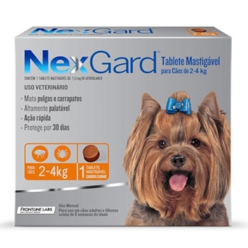 Antipulgas e Carrapatos NexGard 11,3mg para Cães 2 a 4 kg