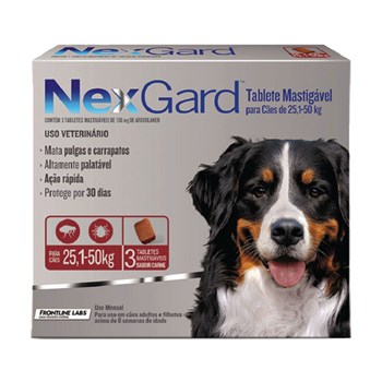 Antipulgas e Carrapatos NexGard 136mg para Cães 25,1 a 50 kg - 03 Tabletes