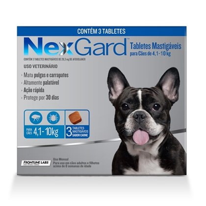 Antipulgas e Carrapatos NexGard 28,3mg para Cães 4,1 a 10 kg - 03 Tabletes