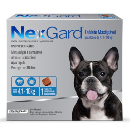 Antipulgas e Carrapatos NexGard 28,3mg para Cães 4,1 a 10kg