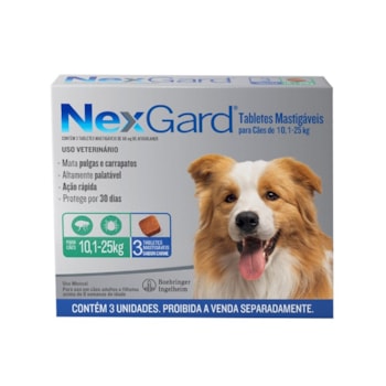 Antipulgas e Carrapatos NexGard 68mg para Cães 10,1 a 25 kg