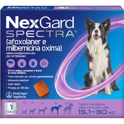 Antipulgas e Carrapatos NexGard Spectra para Cães de 15,1 a 30Kg