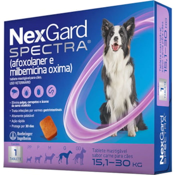 Antipulgas e Carrapatos NexGard Spectra para Cães de 15,1 a 30Kg