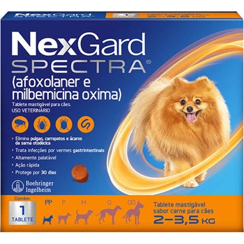 Antipulgas e Carrapatos NexGard Spectra para Cães de 2 a 3,5Kg - 01 Tablete