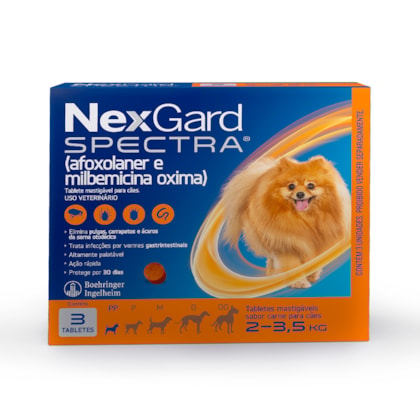 Antipulgas e Carrapatos NexGard Spectra para Cães de 2 a 3,5Kg