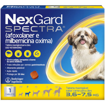 Antipulgas e Carrapatos NexGard Spectra para Cães de 3,6 a 7,5Kg