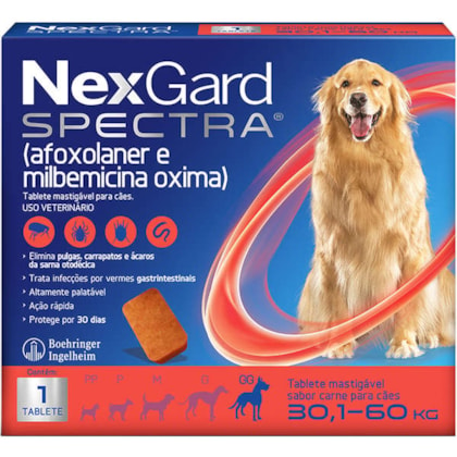 Antipulgas e Carrapatos NexGard Spectra para Cães de 30,1 a 60Kg