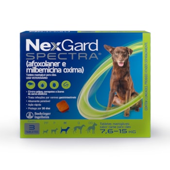 Antipulgas e Carrapatos NexGard Spectra para Cães de 7,6 a 15Kg