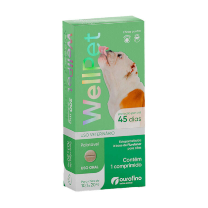 Antipulgas e Carrapatos Ourofino Wellpet para Cães de 10,1 a 20 kg - 200mg