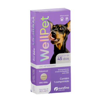 Antipulgas e Carrapatos Ourofino Wellpet para Cães de 20,1 a 40 kg - 400mg