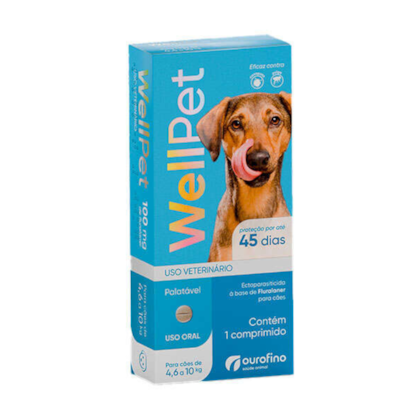Antipulgas e Carrapatos Ourofino Wellpet para Cães de 4,6 a 10 kg - 100mg