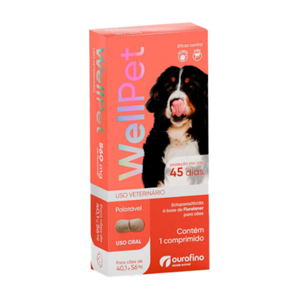 Antipulgas e Carrapatos Ourofino Wellpet para Cães de 40,1 a 56 kg - 560mg