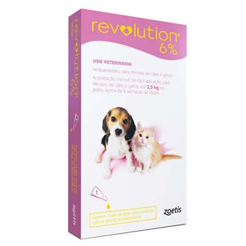 Antipulgas e Carrapatos Zoetis Revolution 6% 15mg para Cães e Gatos até 2,5kg