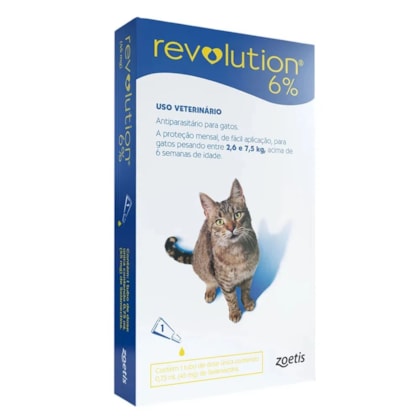 Antipulgas e Carrapatos Zoetis Revolution 6% 46mg para Gatos de 2,5 a 7,5 kg