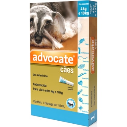 Antipulgas e vermicida Advocate para cães de 4 a 10kg - 1,0ml