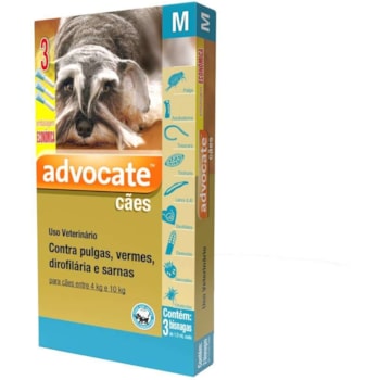 Antipulgas e vermicida Advocate para cães de 4 a 10kg - 1,0ml