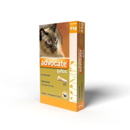 Antipulgas e vermicida Advocate para gatos até 4Kg - 0,4ml