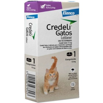 Antipulgas Elanco Credeli 12mg para Gatos de 0,9 a 2,0kg