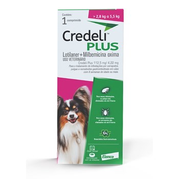 Antipulgas Elanco Credeli Plus para Cães de 2,8 a 5,5 kg C/1 Comprimido