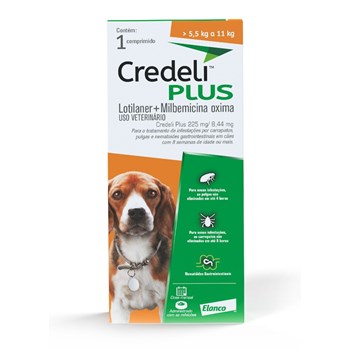 Antipulgas Elanco Credeli Plus para Cães de 5,5 a 11 kg C/1 Comprimido