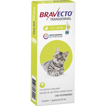 Antipulgas MSD Bravecto Transdermal para Gatos de 1,2 a 2,8kg - 112,5mg