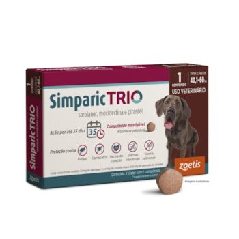 Antipulgas Zoetis Simparic Trio 72mg para Cães 40,1 a 60kg