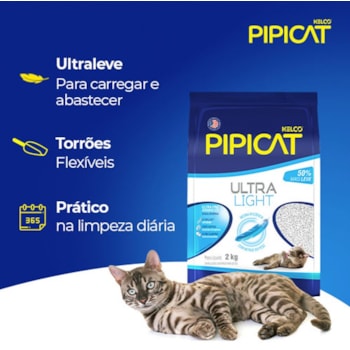 Areia Pipicat Ultra Light para Gatos 2kg Areia Pipicat Ultra Light para Gatos 2kg