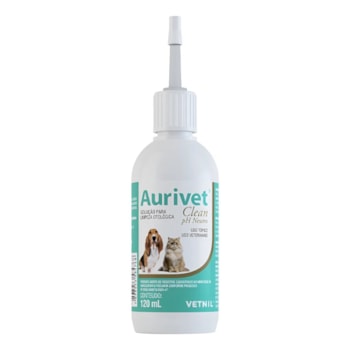 Aurivet Clean Ph Neutro Solução Limpeza Otológica Cães 120ml