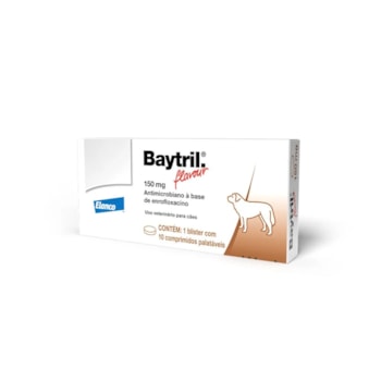 Baytril Flavour Antibiótico para cães e gatos 150mg 10 comprimidos Baytril Flavour Antibiótico para cães e gatos 150mg 10 comprimidos