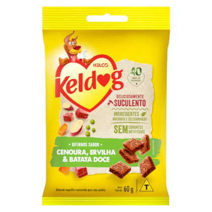 Bifinho Kelco Keldog Raças Pequenas Carne, Cenoura, Ervilha e Batata Doce 60g